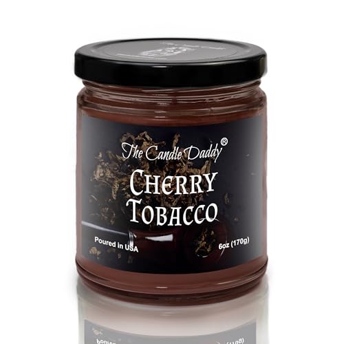 Cherry Tobacco Scented Candle - 6 Ounce Jar Candle- Hand Poured in Indiana