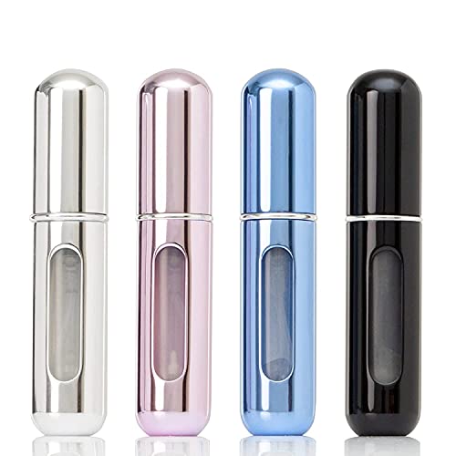 YOCASII 4PCS Refillable Perfume Atomizer Bottle, Travel Perfume Mini Spray Bottles, Cologne Dispenser , Portable Empty Perfume Spray Bottle, Container with Bag