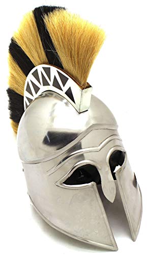 Medieval Warrior Corinthian Helmet with Gold and Black 18 Gauge Steel Wearable for Adult (Gold and Black)