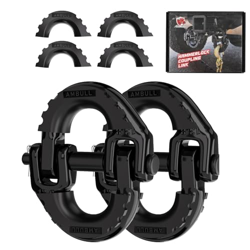 AMBULL 2 Pack 1/2' Safety Chain Connector Link, G80 Tow Hitch Hammerlock Coupling Link, Tow Chain Connector with 12000 lbs Loading (Black)