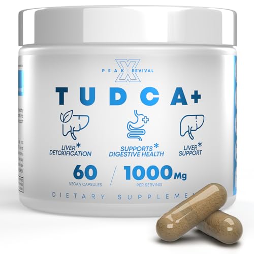 Peak Revival-X TUDCA+ 1000mg Bile Salt Supplement for Liver Support, Detoxification, Digestive Health, Inflammation, and Skin Health - Third-Party Tested & Made in The USA (60 Vegan Capsules)