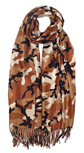 LibbySue New Super Soft Cozy Camouflage Pashmina Double Sided Reversible Scarf (Camouflage Brown)