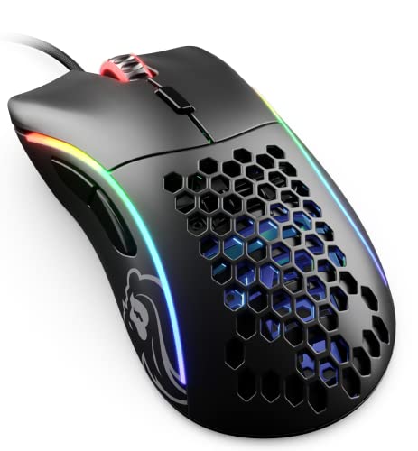 Glorious Model D Wired Gaming Mouse - 68g Superlight Honeycomb Design, RGB, Ergonomic, Pixart 3360 Sensor, Omron Switches, PTFE Feet, 6 Buttons - Matte Black