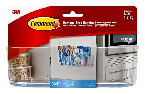 Command Large Caddy, Holds up to 4 lb, 8.6' x 3.1' x 3', 1 Caddy with 4 Command Strips, Damage Free Organization Wall Mount to Cabinet, Kitchen, Pantry, Closet, or Under Sink