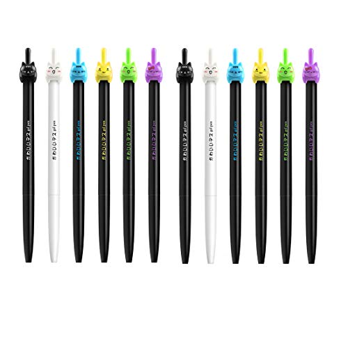 HIPGCC Cute Pens Kawaii Pen Cute Cat Pens 0.5 mm Gel Pens Black Ball Point Pens for School Office Supplies…