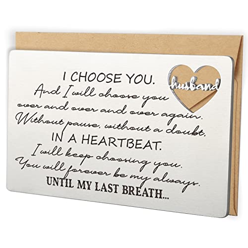 YODOCAMP Husband Wallet Card from Wife, I Choose You Metal Engraved Wallet Insert Card, Hubby Couple Anniversary Birthday Christmas Valentine's Day Romantic Gifts