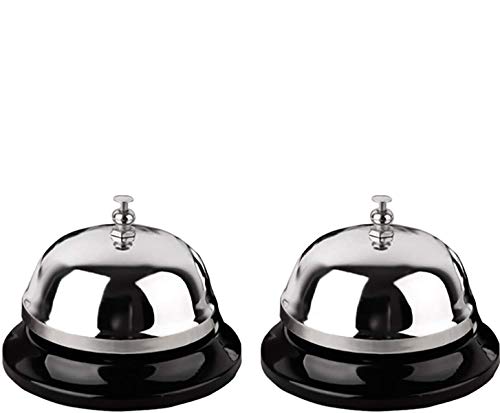 HeeYaa Call Bell 2 Packs 3.35 Inch Diameter with Metal Anti-Rust Construction, Desk Bell for Hotels, Schools, Restaurants, Reception Areas, Hospitals, Warehouses(Silver)