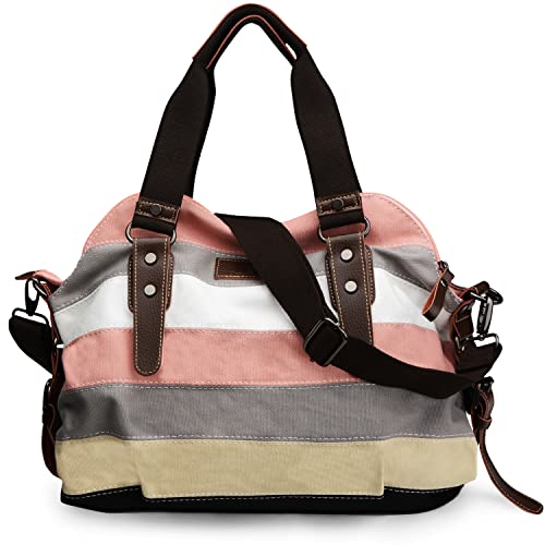 SNUG STAR Canvas Handbag Multi-Color Striped Lattice Cross Body Shoulder Purse Bag Tote-Handbag for Women (Multi Color C)
