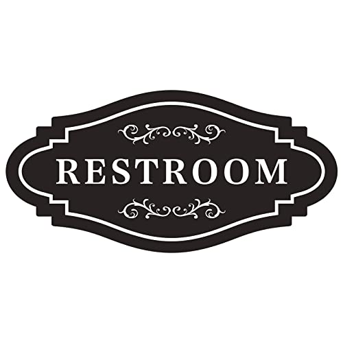 Restroom Sign,restroom signs for business,restroom sign for home,unisex bathroom sign or Bathroom signs for door, 4 x 8 inch-Easy Installation Without Any Tools （ RESTROOM-1)