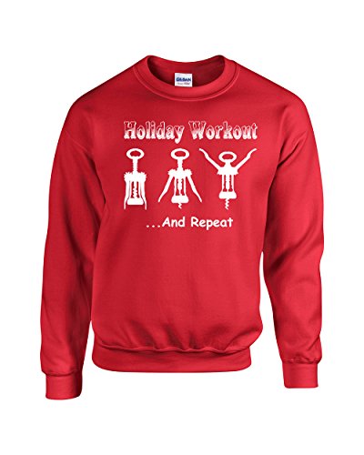 All Things Apparel Holiday Workout Cork Screws Unisex Crew Sweatshirt - 2XL Red (ATA683)