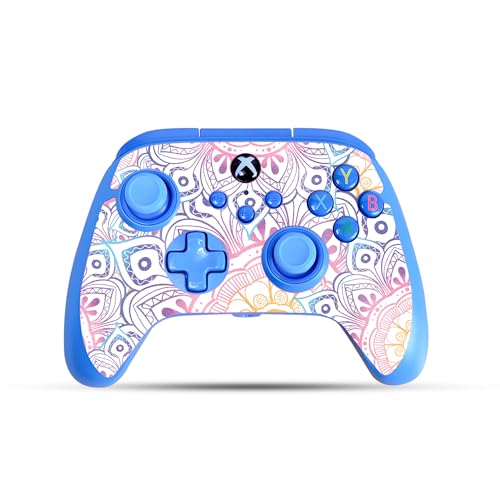 Glossy Glitter Gaming Skin Compatible with PowerA Xbox Series X|S Enhanced Wired Controller - Vibrant Mandala - Premium 3M Vinyl Protective Wrap Decal Cover | Crafted in The USA by MightySkins