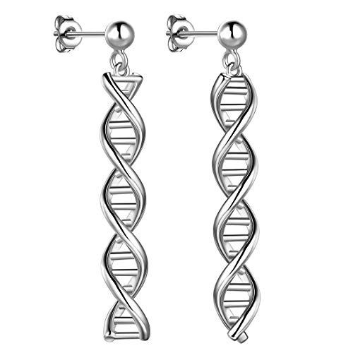 Beautlace DNA Double Helix Chemistry Science Molecule Biology Earrings Silver Plated DNA Dangle Earring Jewelry for Women and Girls KE0011W