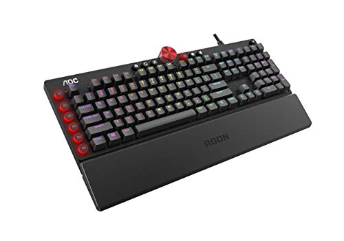 Agon Tournament-Grade RGB Gaming USB 2.0 Type-A Mechanical Keyboard, Cherry MX Blue Switches, NKRO, Dedicated Macro & Multimedia Buttons, Light FX Sync, G-Tools Software (AGK700)