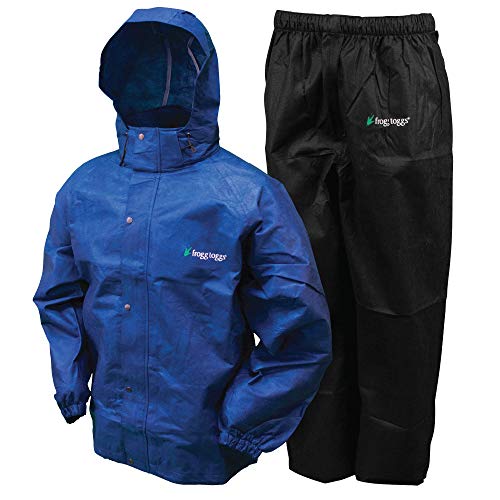 FROGG TOGGS Men's Standard Classic All-Sport Waterproof Breathable Rain Suit, Royal Blue Jacket/Black Pants, 3X-Large