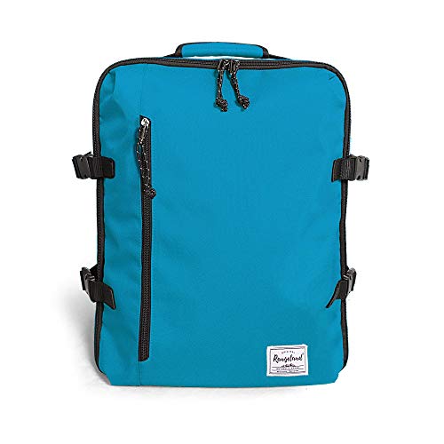 Rangeland Cabin Hand Luggage Backpack Small Carry-On Daypack Airplane Travel Under-seat for Women Men fits 15.6-inch Laptop, Water Blue