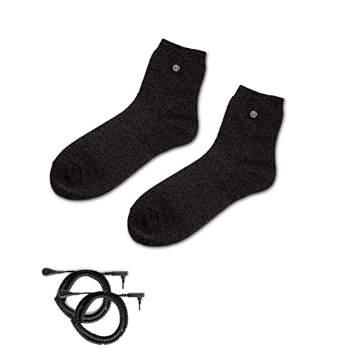 OKOHEY Grounding Socks 30% Pure Silver Fiber Conductive Earthing Quarter Socks for Men Women