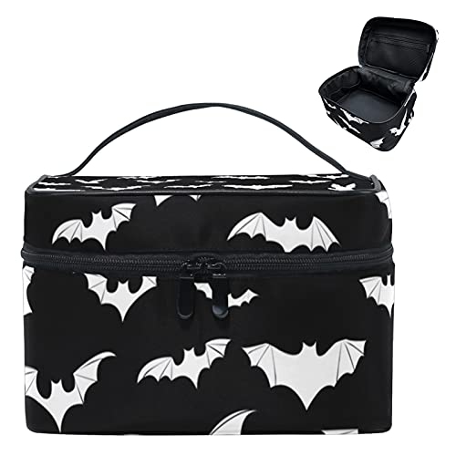 9CH Goth Travel Makeup Bag - Bats Cosmetic Bags Large Make up Organizer Portable Toiletry Bags Train Cases for Women Cosmetics