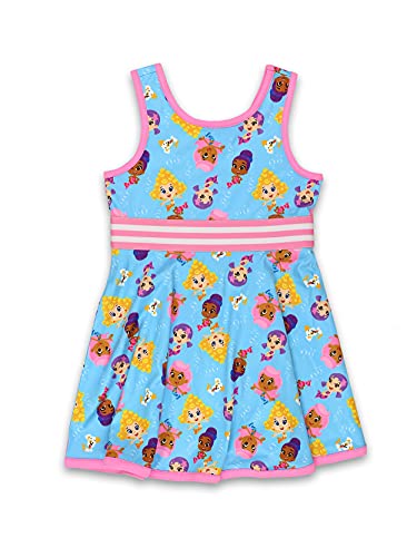 Bubble Guppies Toddler Girls Fit and Flare Ultra Soft Dress (Blue, 3T)