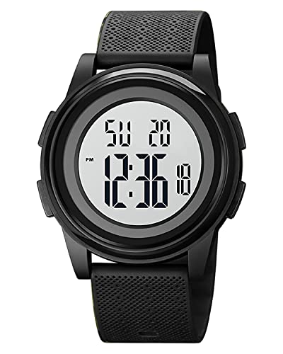 Ultra-Thin Minimalist Sports Waterproof Digital Watches Men with Wide-Angle Display Rubber Strap Wrist Watch for Men 1206
