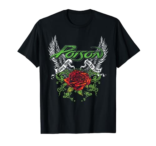 Poison Band Thorns & Wings Black T-Shirt - Classic Fit, Crew Neck, Short Sleeve, Adult, Casual