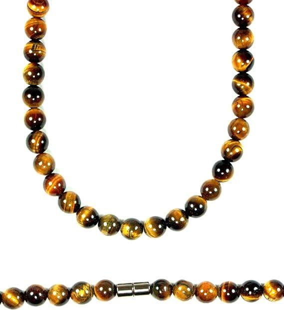 Auras by Osiris | Handmade Yellow Tiger Eye Crystal Necklace - Grounding Genuine Gemstone Beaded Mala | Willpower, Protection, Prosperity Choker - Jewelry Gift for Mens, Womens, Girls | 8mm Beads, 19