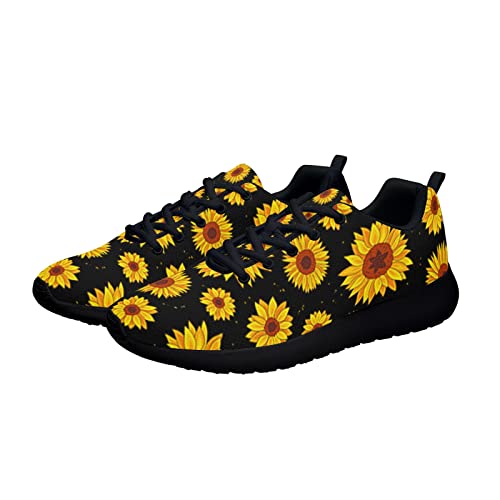 Pitovozu Sunflower Flower Watercolor Sneaker Women Athletic Shoes Personalited Running Shoes Comfortable Sports Sneaker