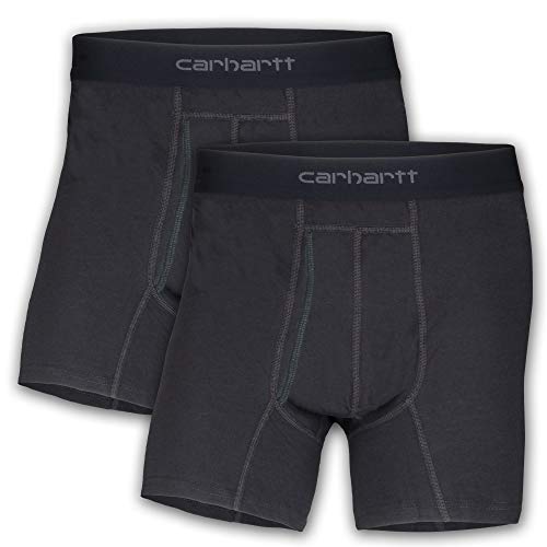 Carhartt Men's 5' Inseam Cotton Polyester 2 Pack Boxer Brief, Black, XL