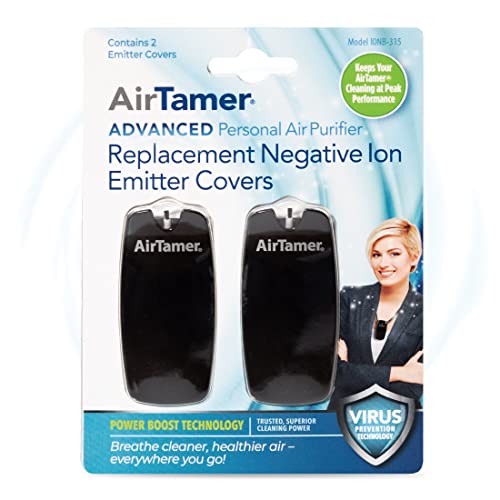 AirTamer Advanced Personal Air Purifier Replacement Negative Ion Emitter Covers - Made for AirTamer Model A315 (Black, 2-pack)