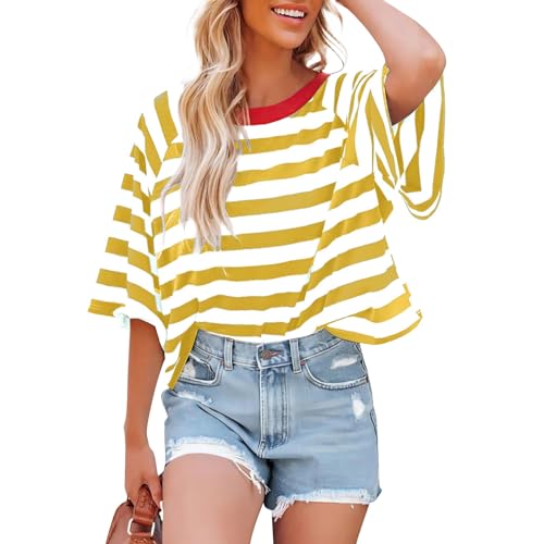 Boho Tops for Women Womens Outfits Trendy Summer Clothing Women Outfit Dress Tops for Women 2024 Summer Blouse Womens Work Tops Summer Work Shirts for Women Plus Size Womens Yellow L