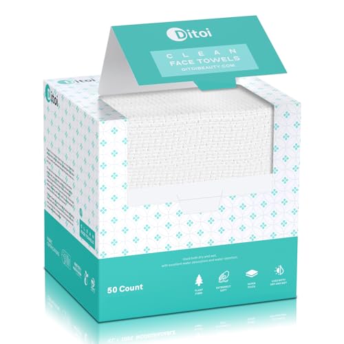 Ditoi Disposable Face Towels, Daily Facial Tissues, Super Soft and Thick Face Towels XL, Makeup Remover Dry Wipes, Facial Clean Cloths for Sensitive Skin, 10'×12' 50 Count (1 Pack)