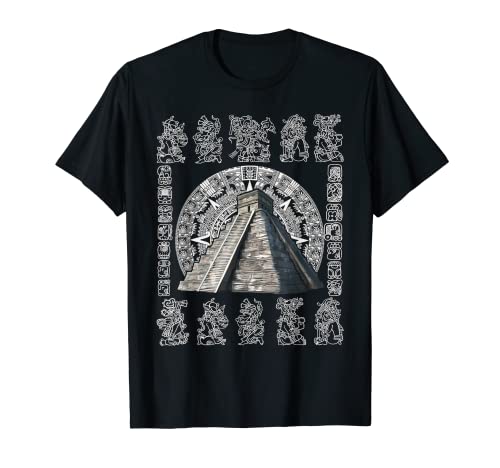 Ancient Sacred Mayan Aztec Calendar Pyramid Geometry T-Shirt