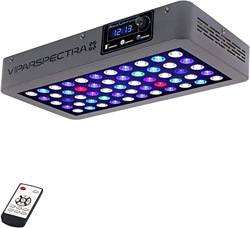 VIPARSPECTRA 165W LED Aquarium Light Dimmable Full Spectrum LED Reef Lights for Coral Saltwater Fish Tank, Remote/Timer Control, Programmable Auto On/Off, Blue/White Dual Channel Brightness 0-100%