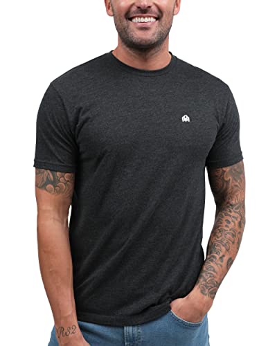 INTO THE AM Men's Fitted Crew Neck Logo Basic Tees - Modern Fit Fresh Classic Short Sleeve T-Shirts for Men (Charcoal Heather, Large)