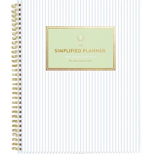 AT-A-GLANCE 2023-2024 Academic Planner, Simplified by Emily Ley, Weekly & Monthly, 8-1/2' x 11', Large, Monthly Tabs, Flexible Cover, Customizable, Carolina Stripe (EL11-901A)