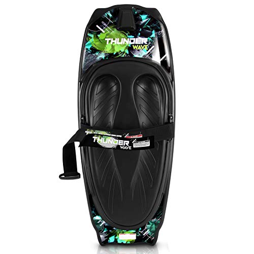 SereneLife Thunder Wave Kneeboard, with Strap and Hook for Kids & Adults | Universal Water Sport Kneeboard for Boating, Waterboarding, Kneeling Boogie Boarding, Knee Surfing (Black/Green)