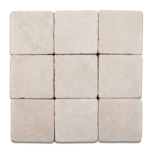 Turkish Crema Marfil Marble 4 X 4 Tumbled Field Tile - 4-pcs. Sample-Set