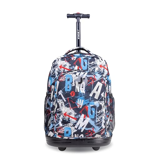 J World New York Sunny Rolling Backpack for Kids and Adults, Graffiti, 17 X 11.5X 5.5' (H X W X D)'