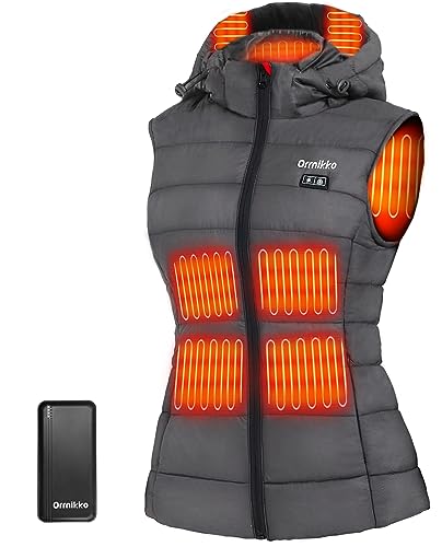 ORRNIKKO [2023 All-New] Heated Vest Women - Detachable Heated Hood, With 7.4V 16000mAh Battery Pack, Womens Heated Vest