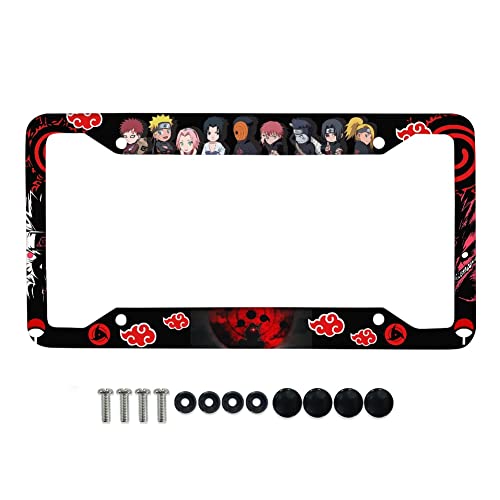 Anime Car License Plate Frame, 1 Pack Aluminum Universal Car License Plate Covers with Screws and Screw Caps, Round Hole Design (A01)