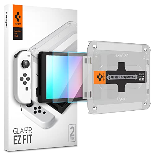 Spigen Tempered Glass Screen Protector [GlasTR EZ FIT] designed for Nintendo Switch (OLED model) - 2 Pack