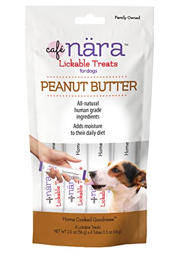 Café Nara Peanut Butter Flavored Lickable Treats for Dogs (Pack of 4-14g Tubes, 56 g/2 oz)