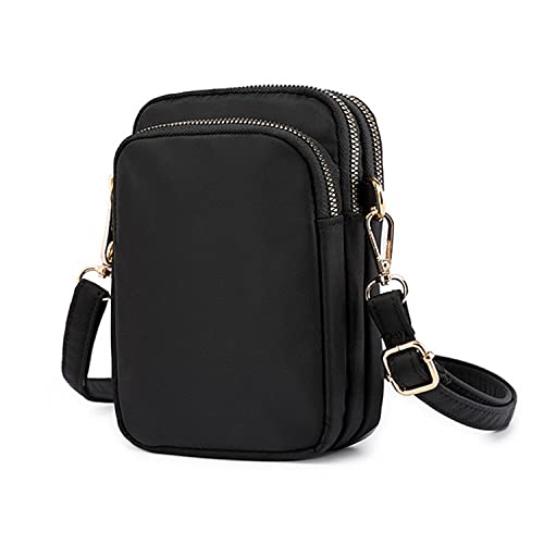 WITERY Nylon Crossbody Phone Bag, Multi zipper Travel Small Cell Phone Purse Wallet Wristlet for Women with Adjustable Strap
