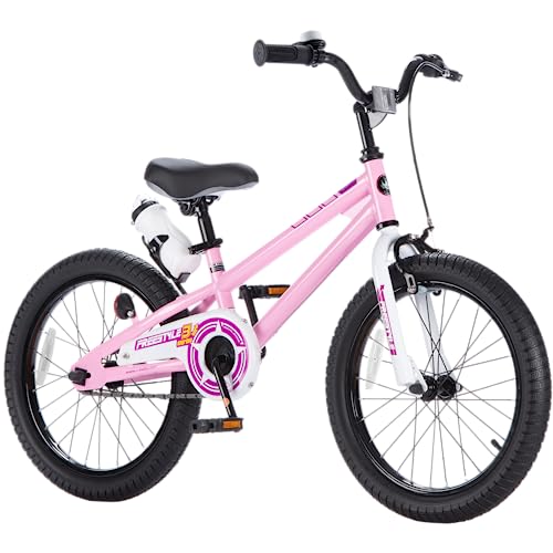 RoyalBaby Freestyle Kids Bike Girls 18 Inch BMX Childrens Bicycle with Kickstand for Ages 5-8 years, Pink