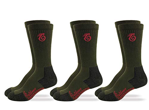 Outdoor Obsession Mens Insect Shield Crew Socks 3 Pair Pack (Olive, Men's Shoe Size 6-9 - Sock Size Medium)