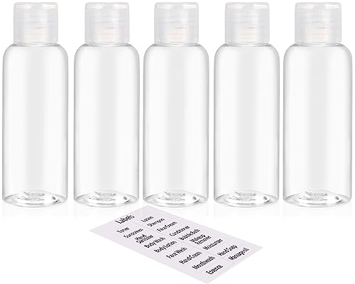DNSEN 5 Pack 3.4oz Empty Plastic Travel Bottles for Toiletries TSA Approved Leak Proof Squeezable Travel Size Containers Travel Essentials Accessories, clear