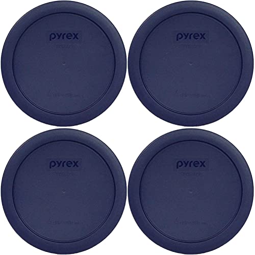 Pyrex Bundle - 4 Items: 7201-PC 4-Cup Blue Round Plastic Lids