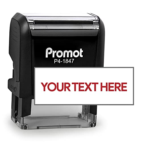 Promot Self Inking 1 Line Custom Stamp - Personalized Name Stamp for Office, Teacher, Address & Business Label Stamp - Choose Font, Ink Color, Pad, Self Inking for Personal & Professional Use - Medium