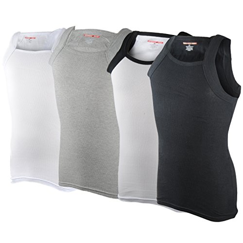 Different Touch Men's Athletic Style Tank Tops Square Cut Muscle Ribbed A-Shirts (XL, 4 Pack (Assorted))