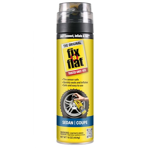 Fix-A-Flat Aerosol Tire Repair and Inflator, Eco-Friendly Formula, 16 oz, Universal Fit, yellow