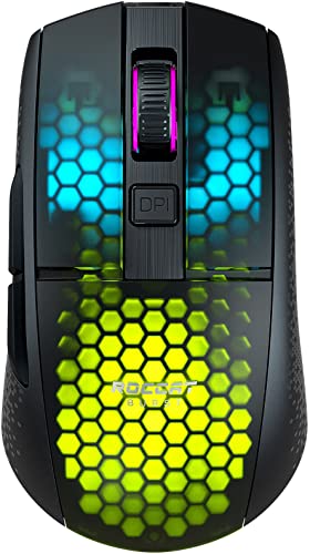 ROCCAT Burst Pro Air Lightweight Symmetrical, Wireless RGB Gaming Mouse with 19K DPI Optical Owl-Eye Sensor, Optical Switches, Titan Wheel, 81-Gram Weight – Black